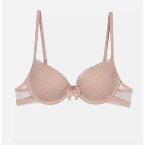 PASSIONATA BY CHANTELLE Let's Play Push-Up T-Shirt Underwire Bra Blush Pink Lace